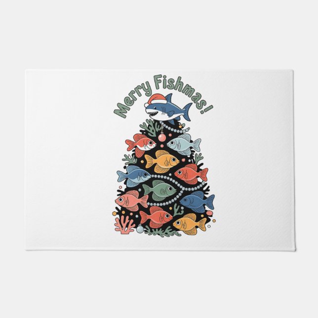 Paillasson Joyeux Poissons de Noël Poisson Drôle Pêche (Devant)