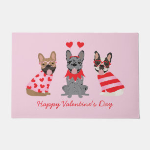 Paillasson Joyeux Valentines Day Bulldogs français