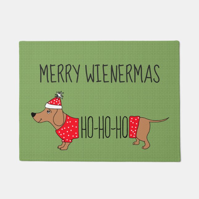 Paillasson Joyeux Wienermas Dachshund 18" x 24" Porte Mat (Devant)