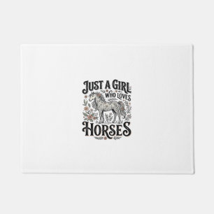 Paillasson Juste une fille qui aime les chevaux dessin floral