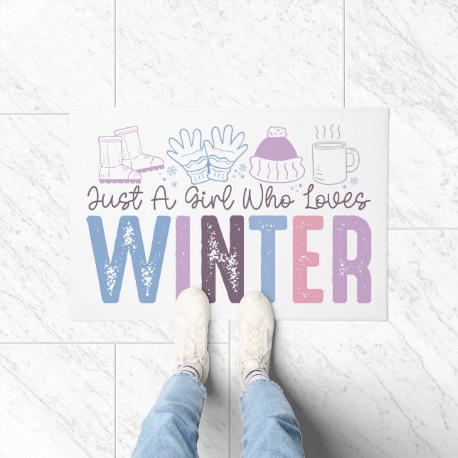 Paillasson Juste une fille qui aime l'hiver mignonne design s (Intérieur)