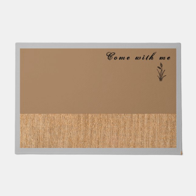 Paillasson Jute tissu gris bordures cendres doré personnalisé (Devant)