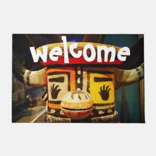 Paillasson Kachina Doll Cute Face Photo Bienvenue Typographie