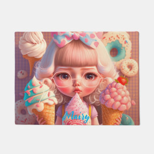 Paillasson Kawaii fille mignonne avec des glaces sur mesure