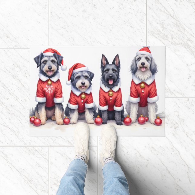 Paillasson Keeshond Christmas Dress Santa Hat (Intérieur)