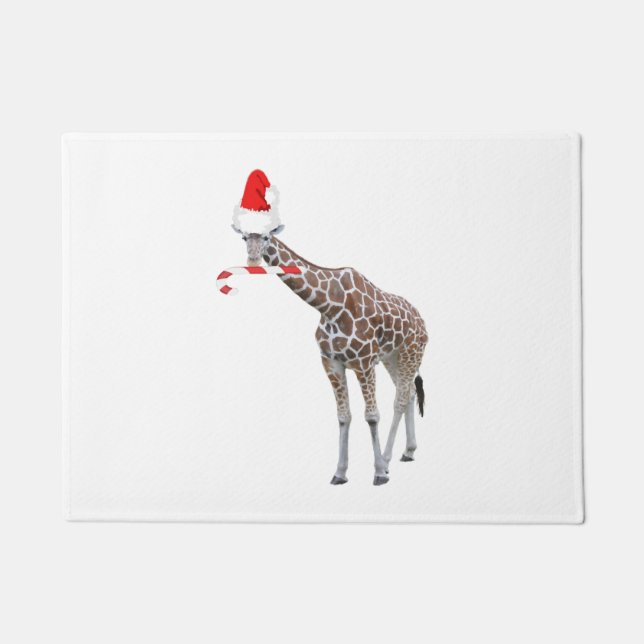 Paillasson La girafe de Christma avec Santa Hat (Devant)