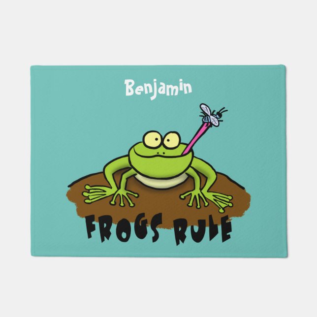 Paillasson La grenouille règle drôle dessin de grenouille ver (Devant)