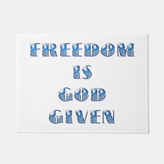 Paillasson La liberté est donnée par Dieu, bleu (Devant)