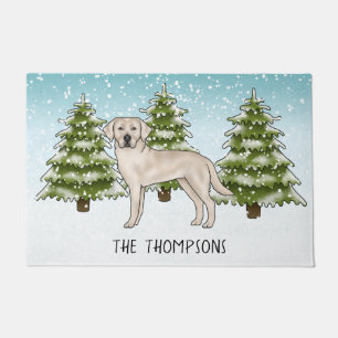 Paillasson Labrador Retriever crème Chien Noël bleu personnal