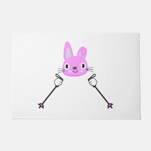 Paillasson Lapin de ski avec bâtons de ski