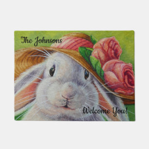 Paillasson Lapin lapin blanc personnalisé en Bonnet de print