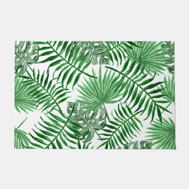 Paillasson L'art de l'aquarelle d'été des Feuilles de la palm (Devant)