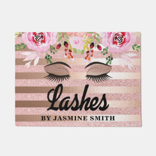 Paillasson Lashes personnalisés Rose Parties scintillant or F