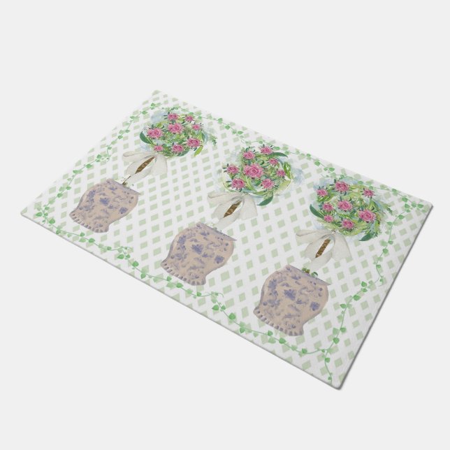 Paillasson Lattice Green Topiary Roses Ginger jars jar (Incliné)