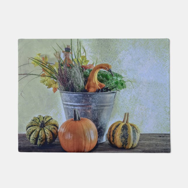 Paillasson L'automne encore la vie avec citrouilles, fleurs (Devant)