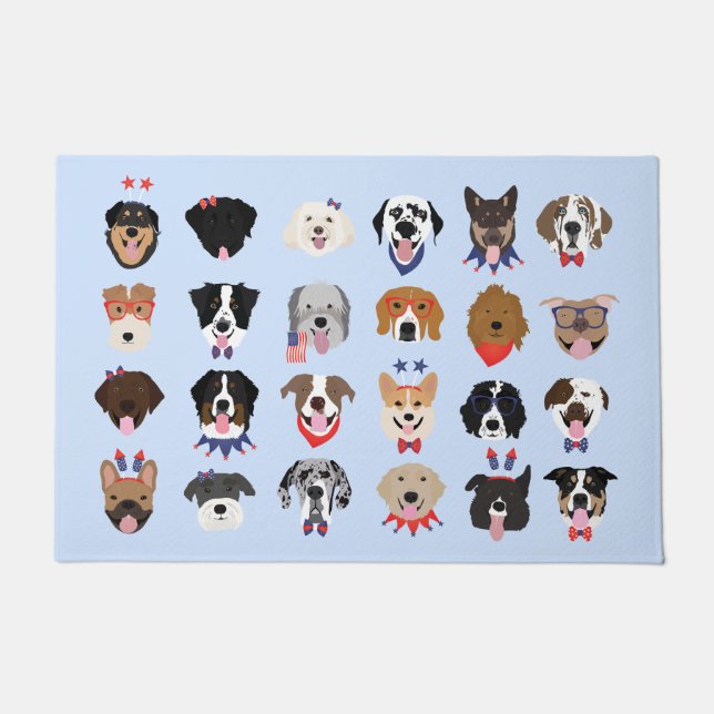Paillasson Le 4 Juillet Dog Visages (Devant)