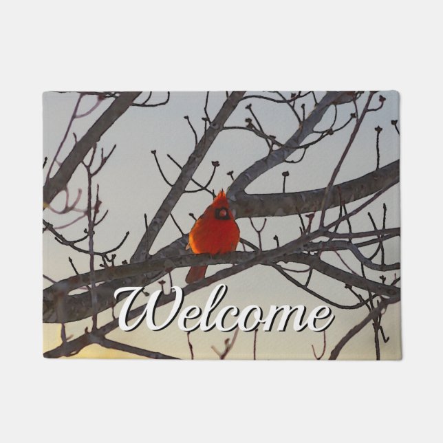Paillasson Le Cardinal Dans Le Matelas De Bienvenue Du Matin (Devant)