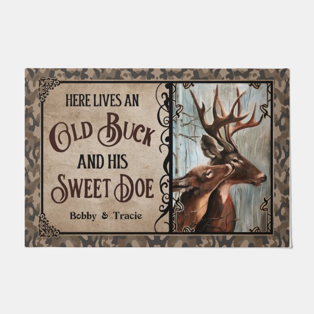 Paillasson Le Cerf Personnalisé Vit Vieux Buck Sweet Doe (Devant)