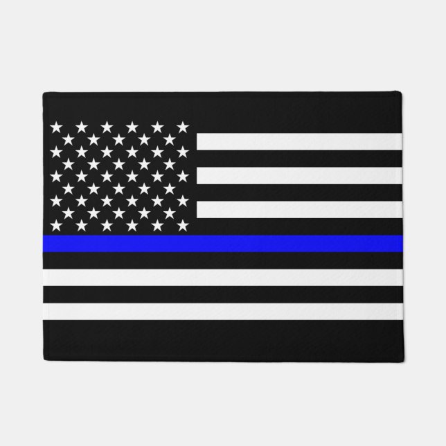 Paillasson Le drapeau graphique mince symbolique de Blue Line (Devant)