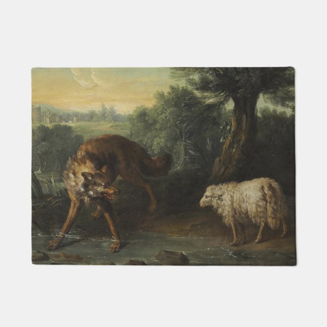 Paillasson Le loup et l'agneau (par Jean-Baptiste Oudry) (Devant)