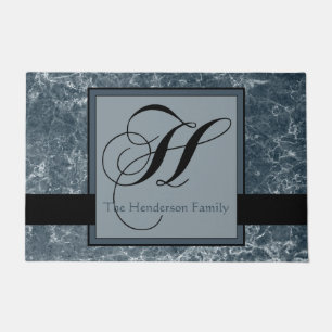 Paillasson Le monogramme H de noir de motif de marbre de gris