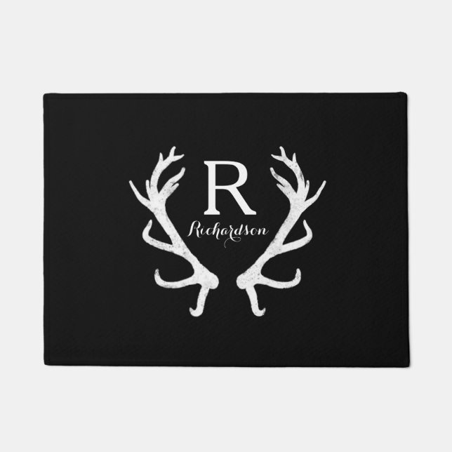 Paillasson Le monogramme rustique d'andouillers de cerfs (Devant)