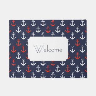 Paillasson Le motif blanc et bleu rouge de marine ajoutent