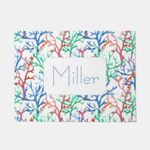Paillasson Le motif de corail d'aquarelle ajoutent votre