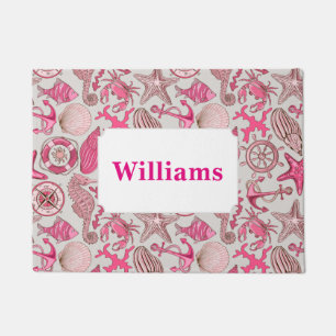 Paillasson Le motif rose de mer ajoutent votre nom
