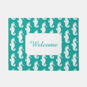 Paillasson Le motif turquoise   d'hippocampe ajoutent votre