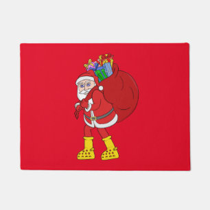 Paillasson Le Père Noël porte de grosses bottes jaunes