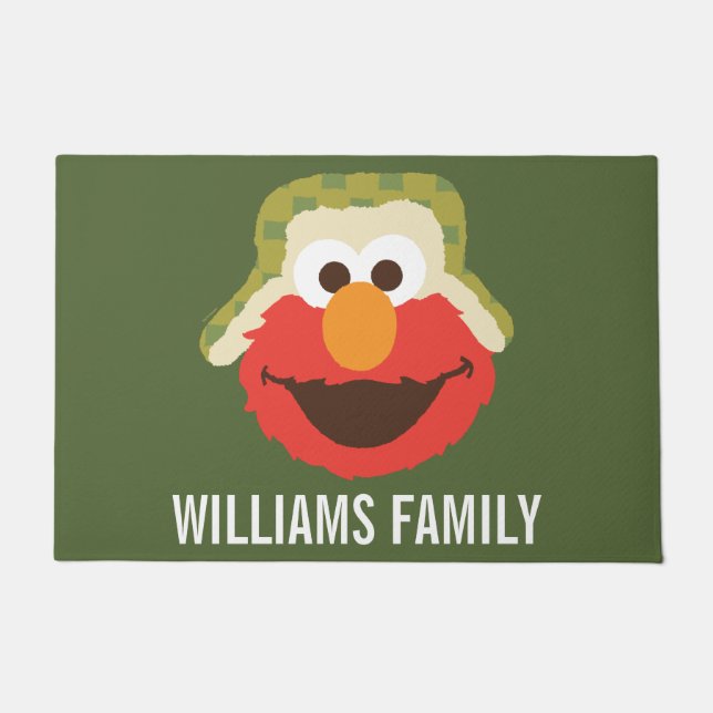 Paillasson Le visage d'Elmo Woodland | Ajouter Votre Nom (Devant)