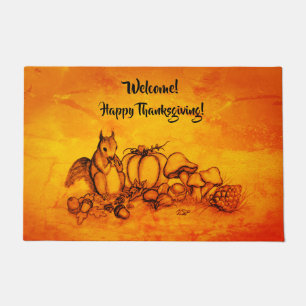 Paillasson L'écureuil en Automne, Bon thanksgiving !