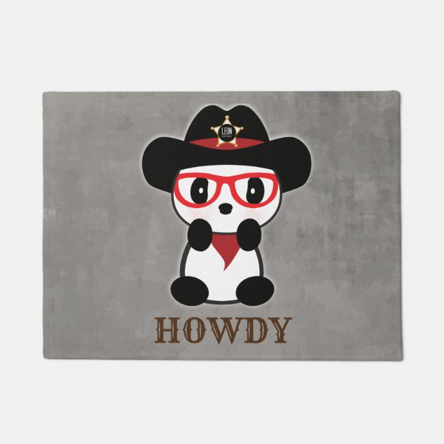 Paillasson Leon Ours Panda - Ours Panda Cowboy (Devant)
