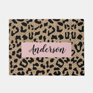 Paillasson Leopard Burlap Nom Porte