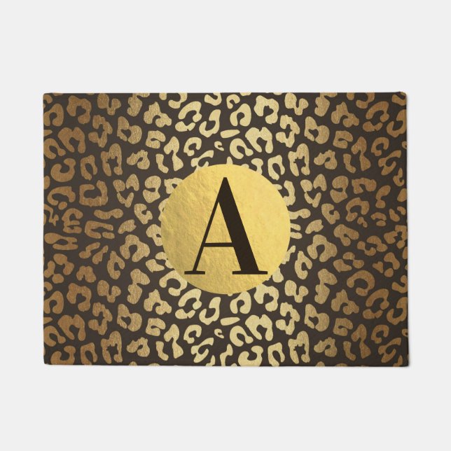 Paillasson Leopard Cheetah Peau animale Imprimer Glam Or mode (Devant)