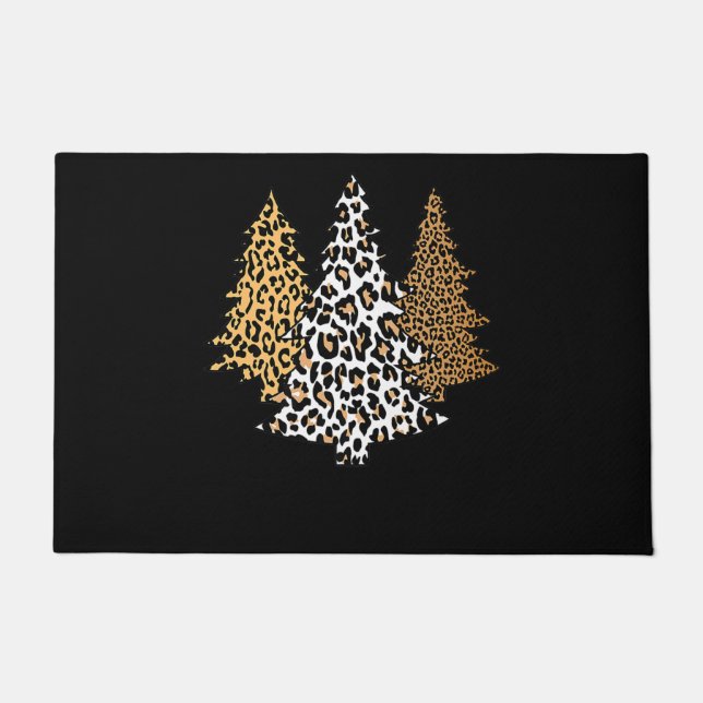Paillasson léopard de noël arbres guépard cadeau poster de an (Devant)
