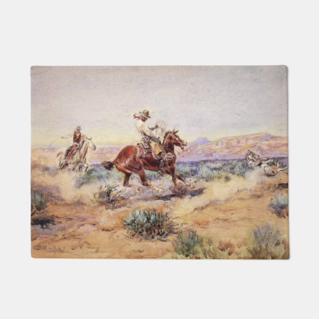 Paillasson Les cow-boys américains à cheval lassow a Wolf (Devant)