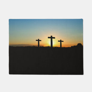 Paillasson Les croix de crucifixion au coucher du soleil