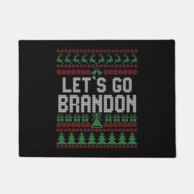 Paillasson Let's Go Brandon Funny Ugly Christmas Sweater (Devant)