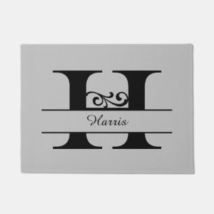 Paillasson Lettre florissante monogramme H avec nom mat