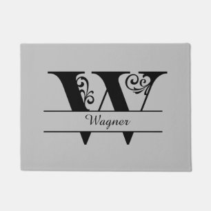 Paillasson Lettre florissante monogramme W avec nom mat