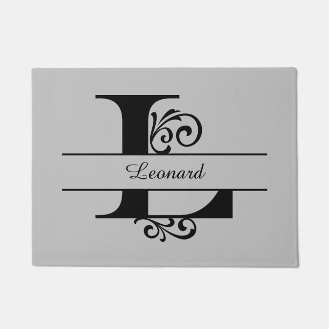 Paillasson Lettre florissante monographie L avec nom mat (Devant)
