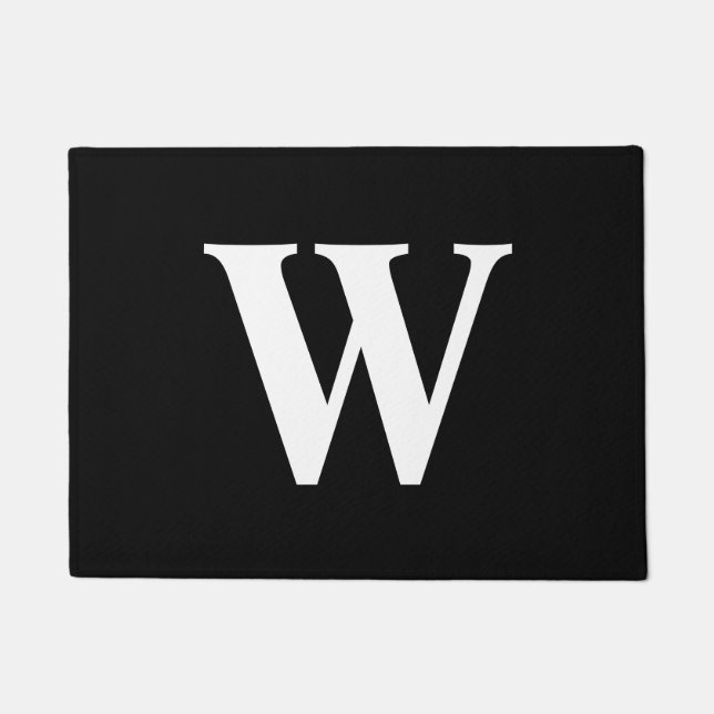 Paillasson Lettre W Monogramme Noir Blanc Moderne (Devant)