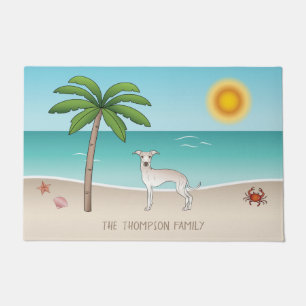 Paillasson Lévrier Italien Crème à la Plage Tropicale d'Été