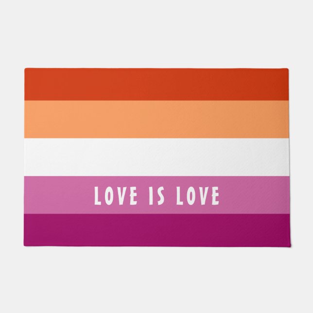 Paillasson LGBT Rainbow Lesbian Pride drapeau Texte personnal (Devant)