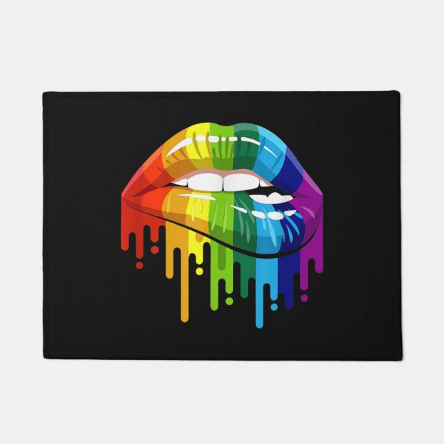 Paillasson LGBT Rainbow Lip Gay pride (Devant)