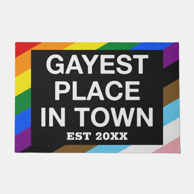 Paillasson Lieu Gayest En Ville Gay pride LGBT Rainbow Custom (Devant)