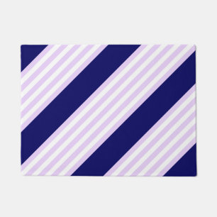 Paillasson Lilac et rayures blanches motif avec bleu marine