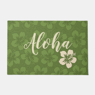 Paillasson L'île Hibiscus Hawaiian Pinstriped Floral Aloha